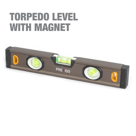 Prime-Line 250MM 10 in. Torpedo Level w/Magnetic Base, Aluminum Construction Single Pack PTL250M